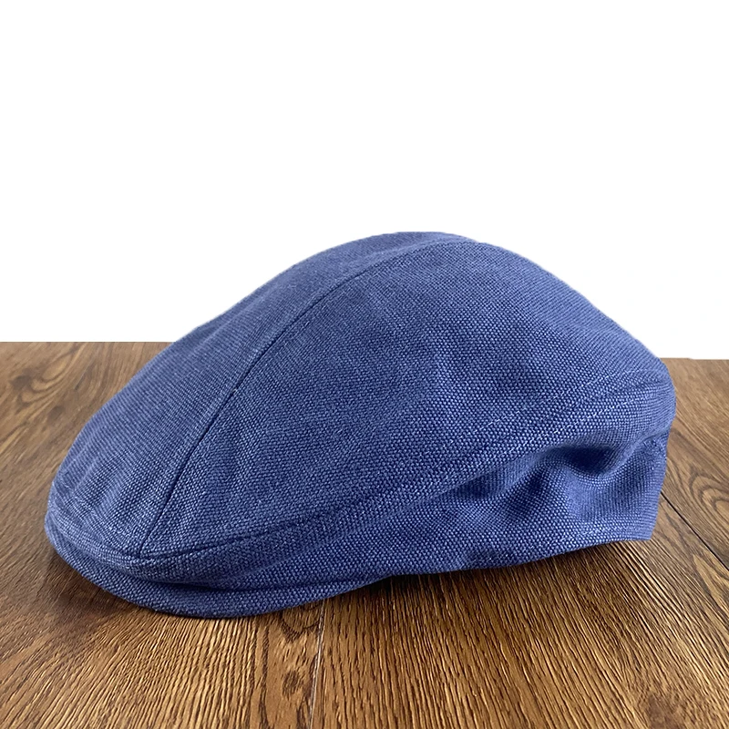 

Men's Blue Berets Summer Spring Cotton Flat Cap Male Classic England Breathable Duckbill Hat New Cabbie Cap Unisex NZ293