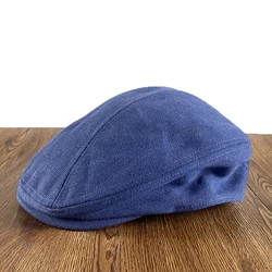 Men's Blue Berets Summer Spring Cotton Flat Cap Male Classic England Breathable Duckbill Hat New Cabbie Cap Unisex NZ293