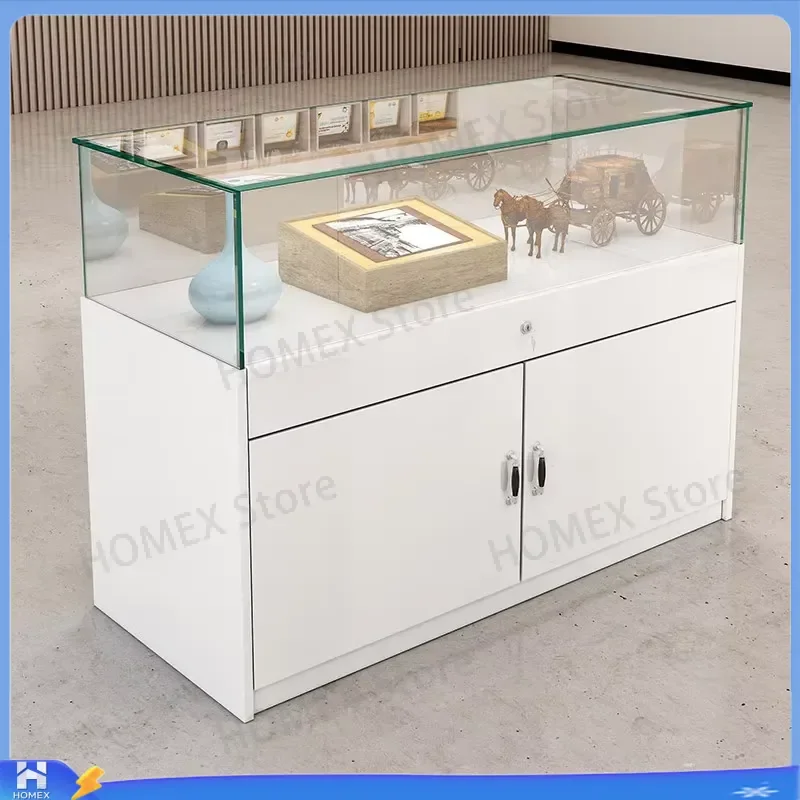 Custom Glass Display Cabinet Jewelry Counter Showcase Museum Exhibition Booth Shopping Mall Retail Store Display Case for