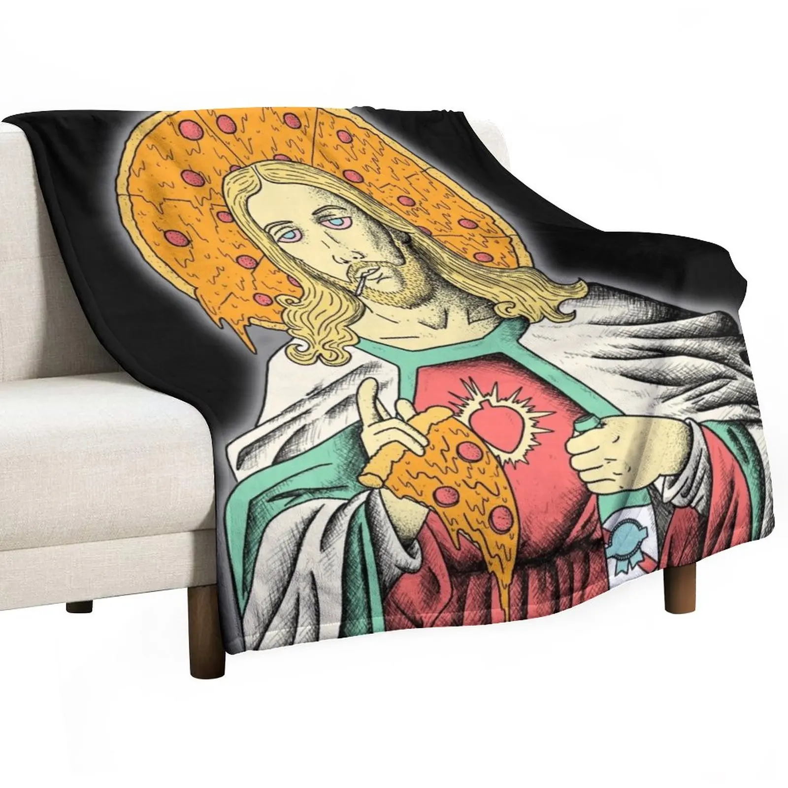 

Pizza Jesus Throw Blanket Winter bed blankets Loose Blanket