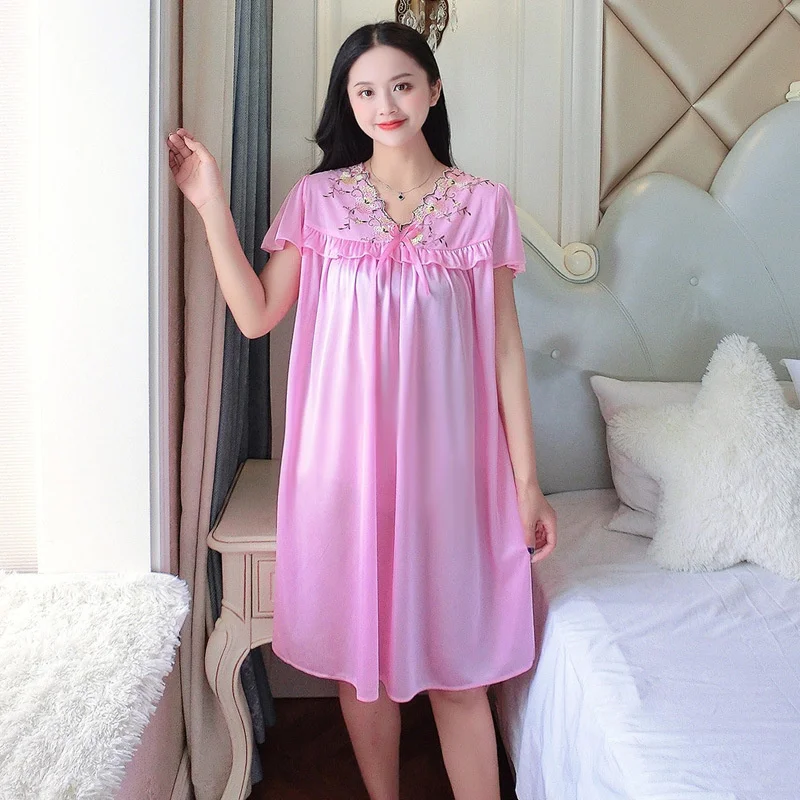 Vestido de noite sexy sleepwear sleepwear sleepwear de cetim de seda das mulheres pijamas