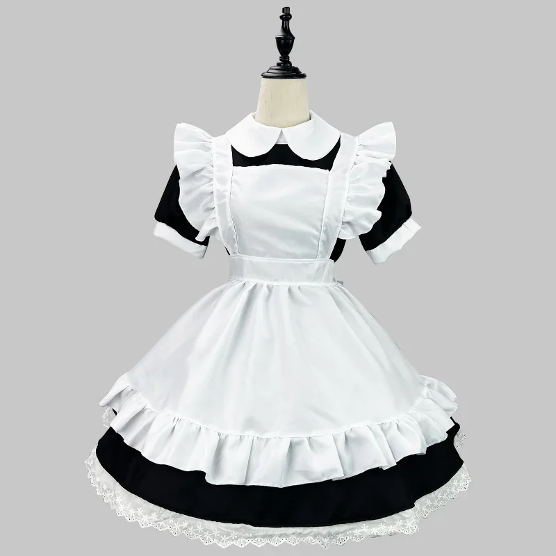 Klassische Dienst mädchen Anime Cosplay Kostüm schwarz weiß plus Größe Schürze Dienst mädchen Katze Mädchen Kawaii japanische Outfits Party Prinzessin Lolita Kleid