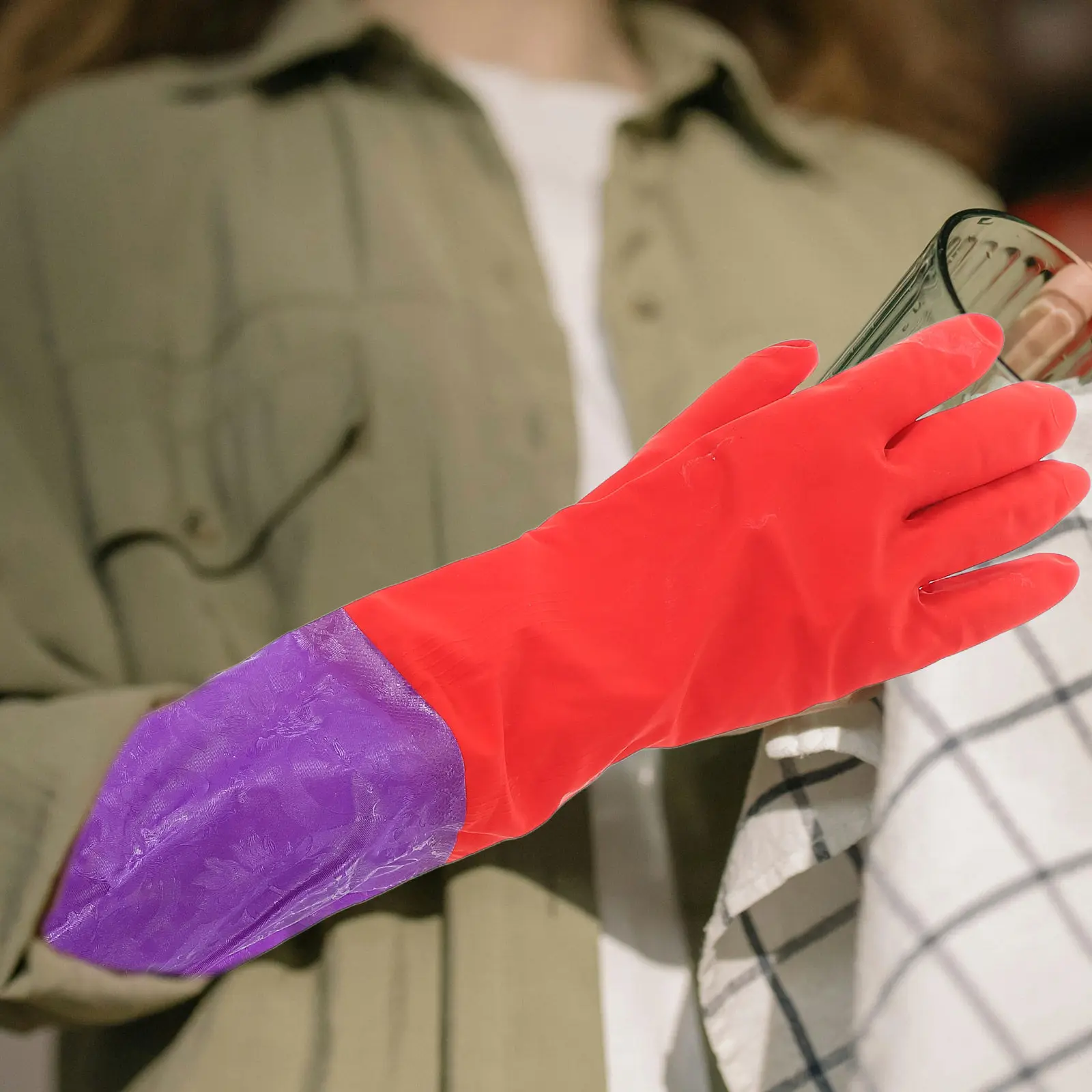 

1Pair Aquarium Water Change Gloves Elbow Length Waterproof Cuff for Handling Anemones Coral and Aquatic Species