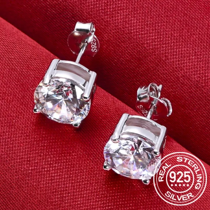 0.5-2 Carat 8.0mm D Color Moissanite 100% 925 Sterling Silver Stud Earrings For Women Top Quality Sparkling Wedding Jewelry