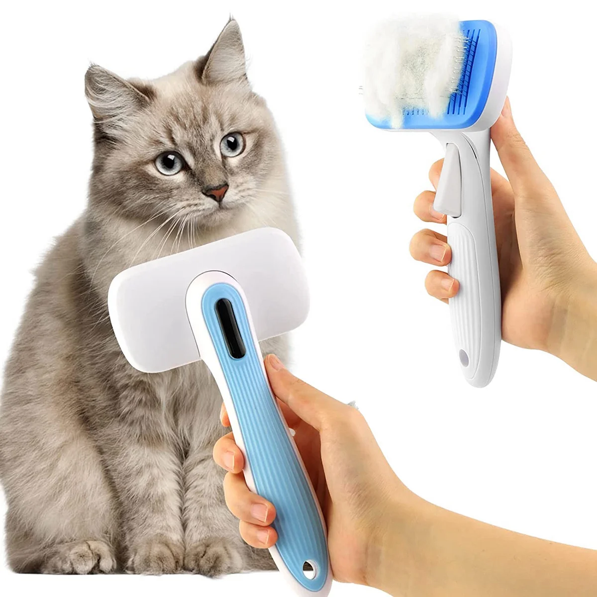 ABVJ-1 PCS ヘアリムーバー犬ブラシペットブラシペットブラシワンボタンでペットの毛をきれいにします