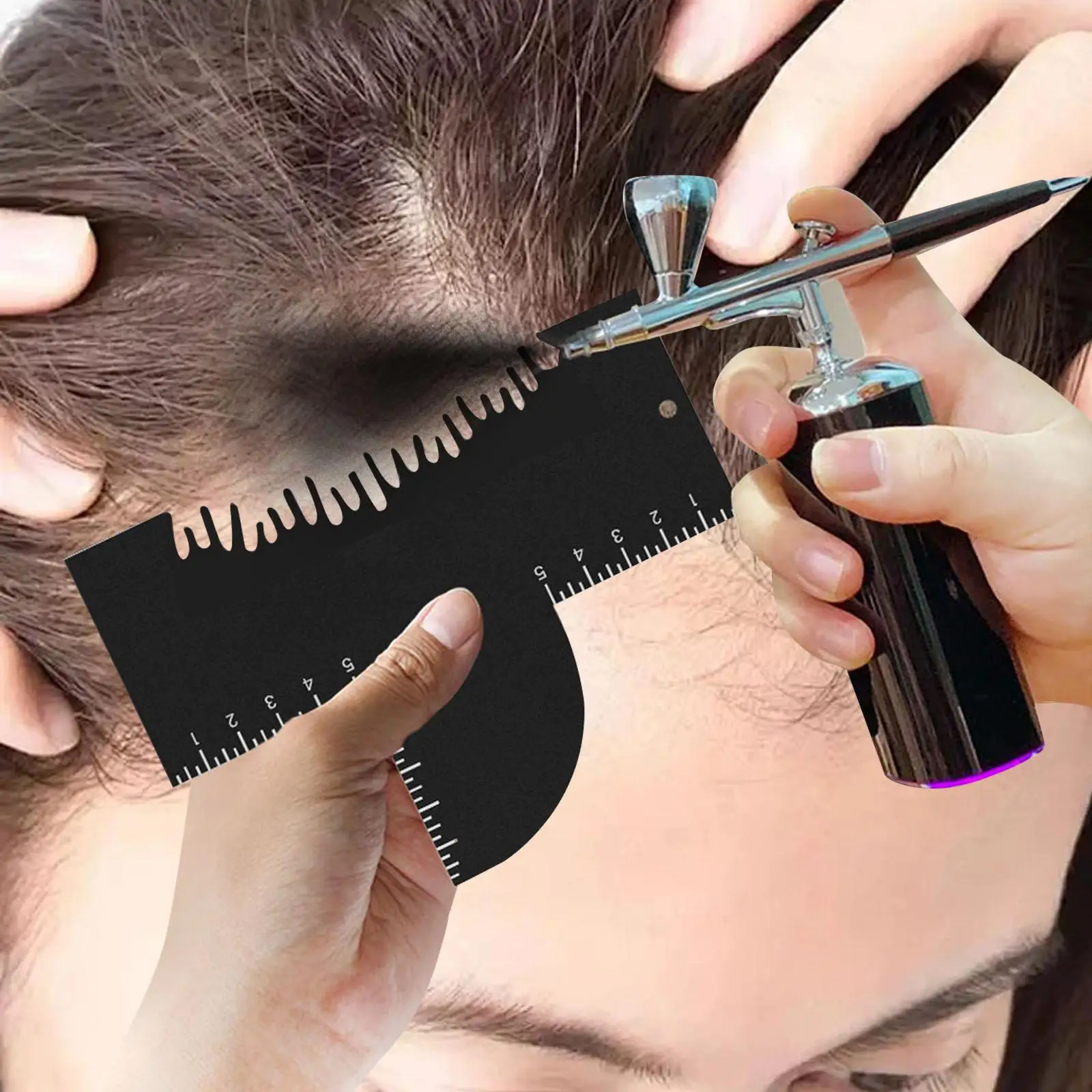 Hairline Guide Measurement Indicator Multifunctional Hair Shaping Tool Hair Fiber Matching Color Spray Edge Hairline Styling Aid