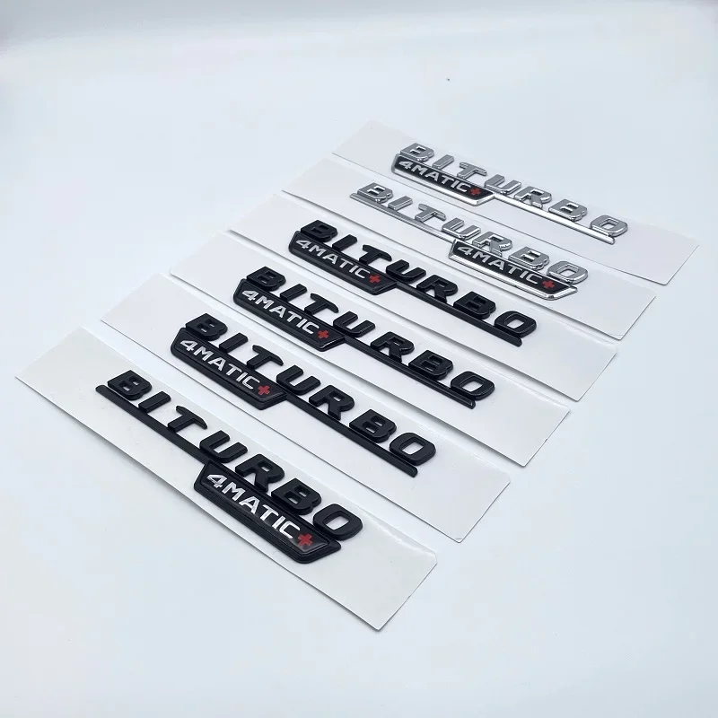 3D Flat Letters Biturbo 4matic 4matic+ Plus ABS Emblem for Mercedes Benz AMG C43 E43 GLE43 GLC43 GLE53 Car Fender Side Sticker