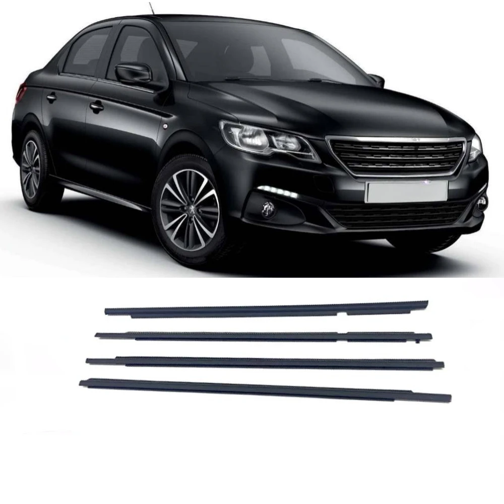 4 Piezas 9805767980 Goma de Vidrio para Ventana Exterior Negra para Peugeot 301 2013-2017, Protección Contra la Intemperie para Citroën Elysee 2014-2016