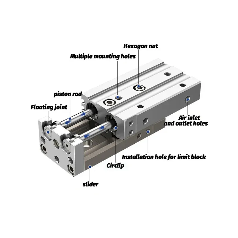 Cilindro pneumatico MXS16 MXS20-10/20/30/40/50 della tavola di scorrimento dell\'aria di tipo SMC