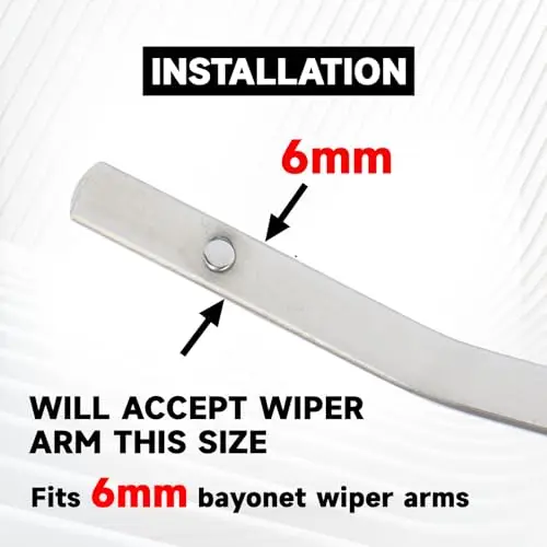 

Polished Stainless Steel 12 Inch Bayonet Wiper Blades Set Of 2 For Classic Cars And Marine Boats 6mm Shaft