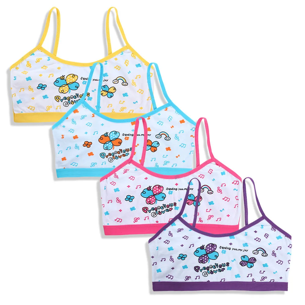 Teenage Girls Small Bra Vest Cotton Floral/Panda/Rainbow Children Underwears Kids Singlets Purbery Student Camisole Training Bra