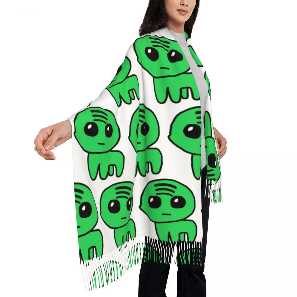 TBH التوحد مخلوق ميمي Yippee وشاح شرابة الأوشحة للنساء شالات دافئة ناعمة ويلتف كبير الخريف الشتاء شال التفاف