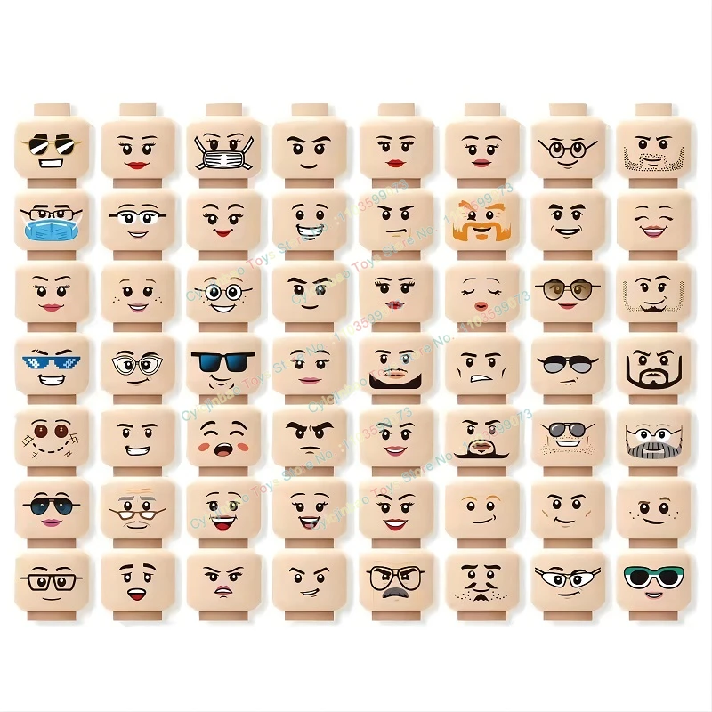 Hot 56pcs/lot Mini Figure Creative Head Faces Laugh Cry Cute Facial Expression Bricks Building Blocks Model Kids Toys Gifts