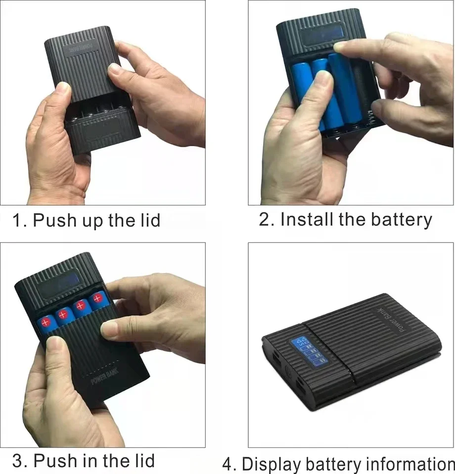 DIY Power Bank Case 4*18650 Battery Charge Storage Box 5V Dual USB Digital Display Charging Case For Smart Phones Battery Holder