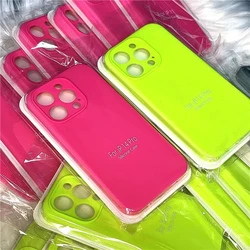For IPhone 17 16 15 Pro Max Case Neon Liquid Silicone 13 XR 7 8 Plus XS MAX X Cover For IPhone 13 12 11 14 Pro Max Fundas