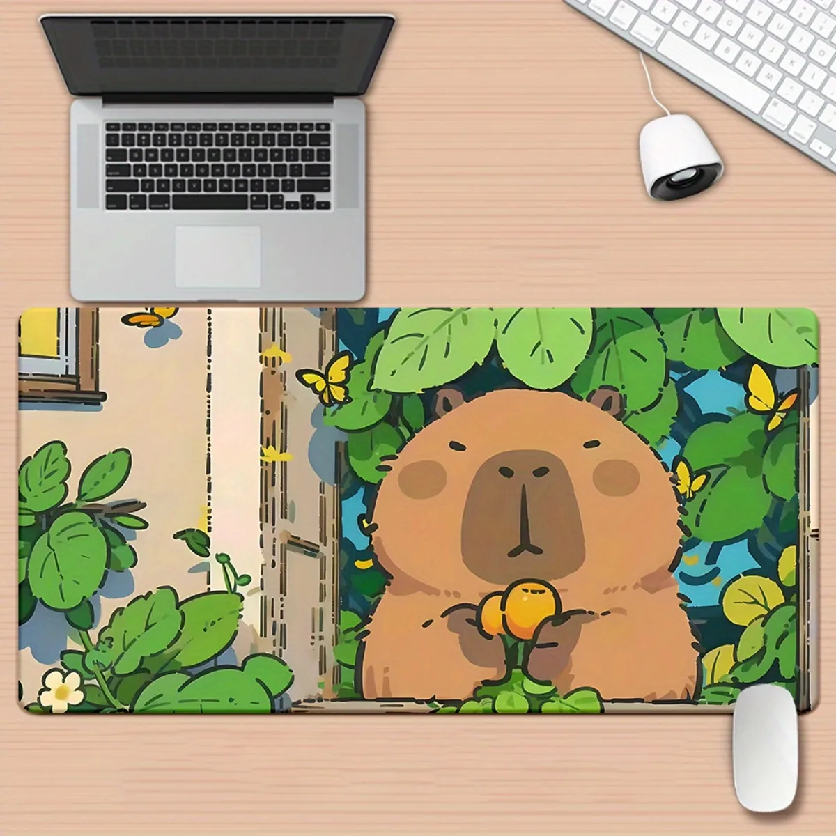 

Резиновый игровой коврик для мыши с рисунком капибары, нескользящий, с HD-печатью, настольный коврик, аксессуар для офисного ПК, подарок для семьи и друзей