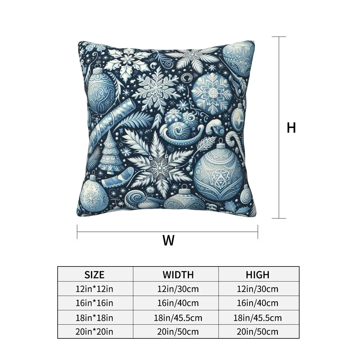 Christmas.blue And White Square Pillowcase Cushion Cover Pillow Case Throw Pillow Cover for Home Bedroom Car