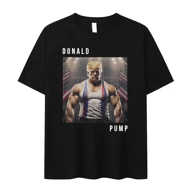 2025 Trump Fitness Prank Funny T-shirt For Men Hip Hop Streetwear Short Sleeve T Shirts Y2k Personality Pattern Summer Tee Top