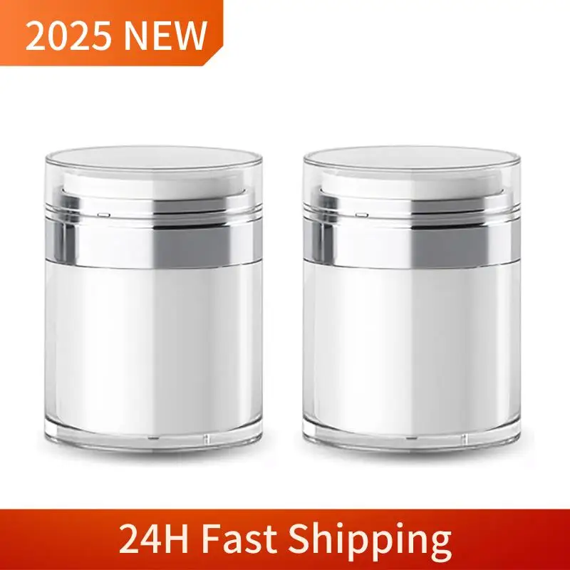 Travel-Friendly Refillable Airless Pump Jars, Empty Acrylic Makeup Containers For Thick Moisturizer