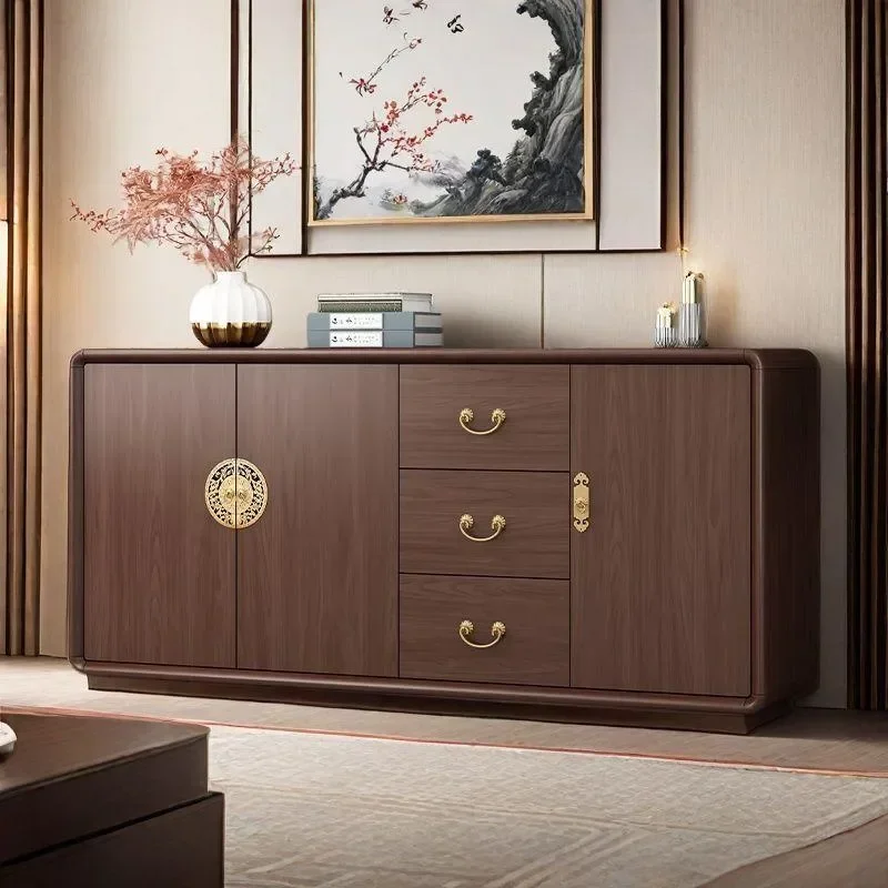 2026 New Solid Wood Dining Side Cabinet Household Living Room Integrated Small Sideboard Multi Functional Storage Locker