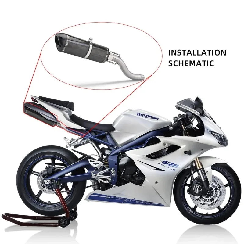 

Motorcycle Exhaust Modified Titanium Alloy Side Row Middle Link Pipe 51MM Slip On For Daytona 675R 2013-2017 Years N