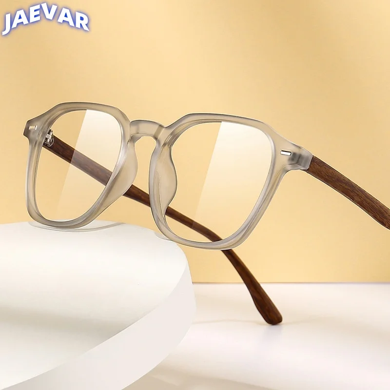 

TR90 Eyeframe Retro Polygonal Men's Frame Ultra Light Wood Grain Leg Anti Blue Light Optical Prescription Women Frame 75236