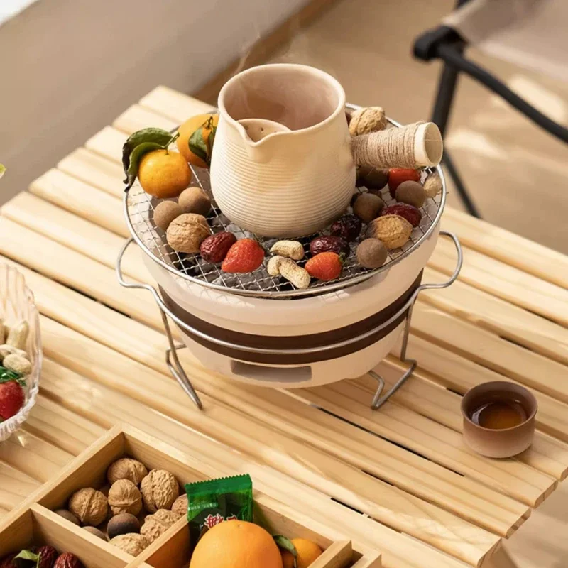 موقد فحم ناري كربوني صغير، طقم شاي الطبخ القديم، خارجي وداخلي #3