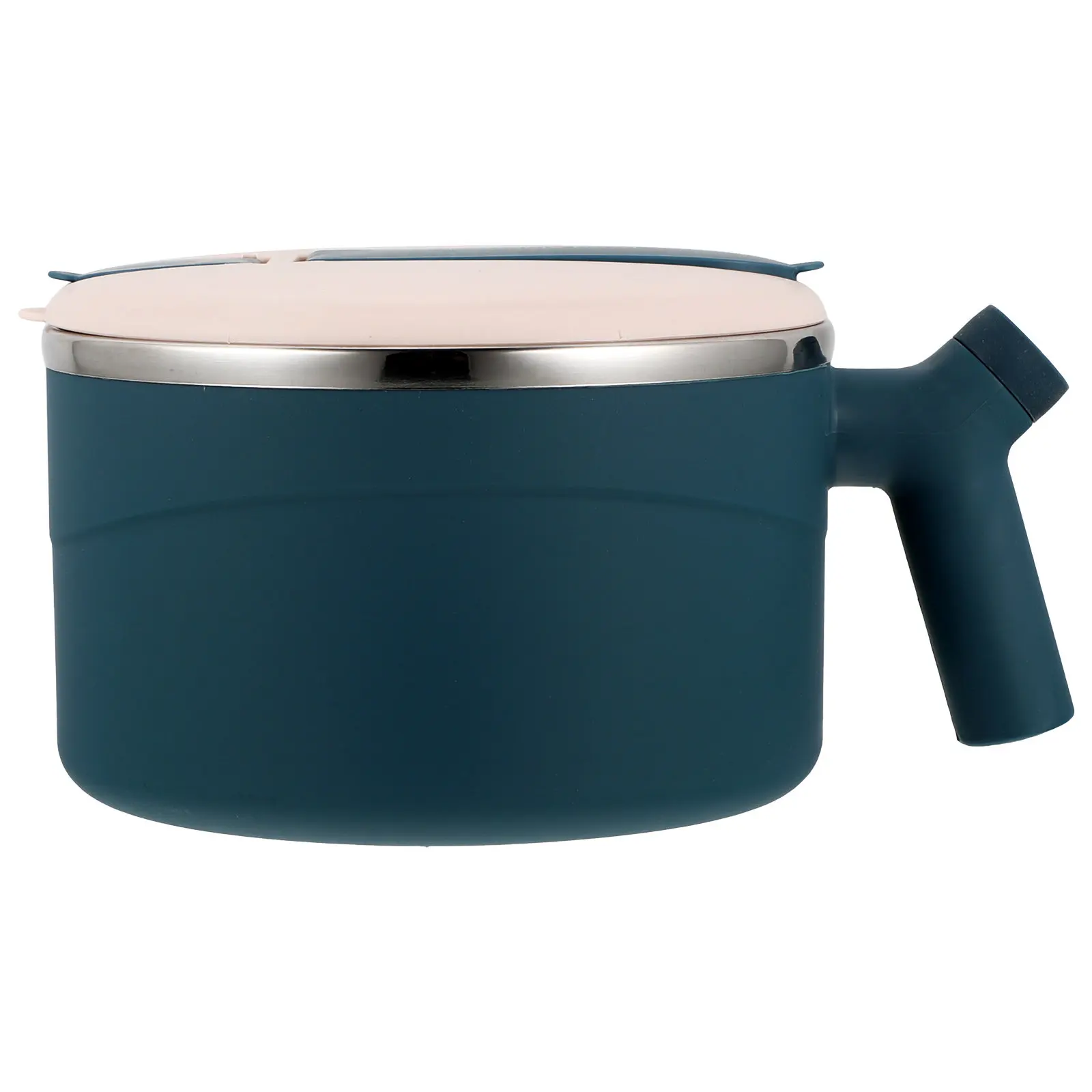 

Премиальная суповая миска из нержавеющей стали с крышкой, гладким краем и термостойкой ручкой, большая емкость 1,5 л для лапши быстрого приготовления