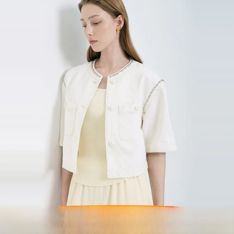 

Ultra Heavyweight Cotton Jaet Pure Color Versatile ort Coat Button Design round Neline Svel Commute Sle