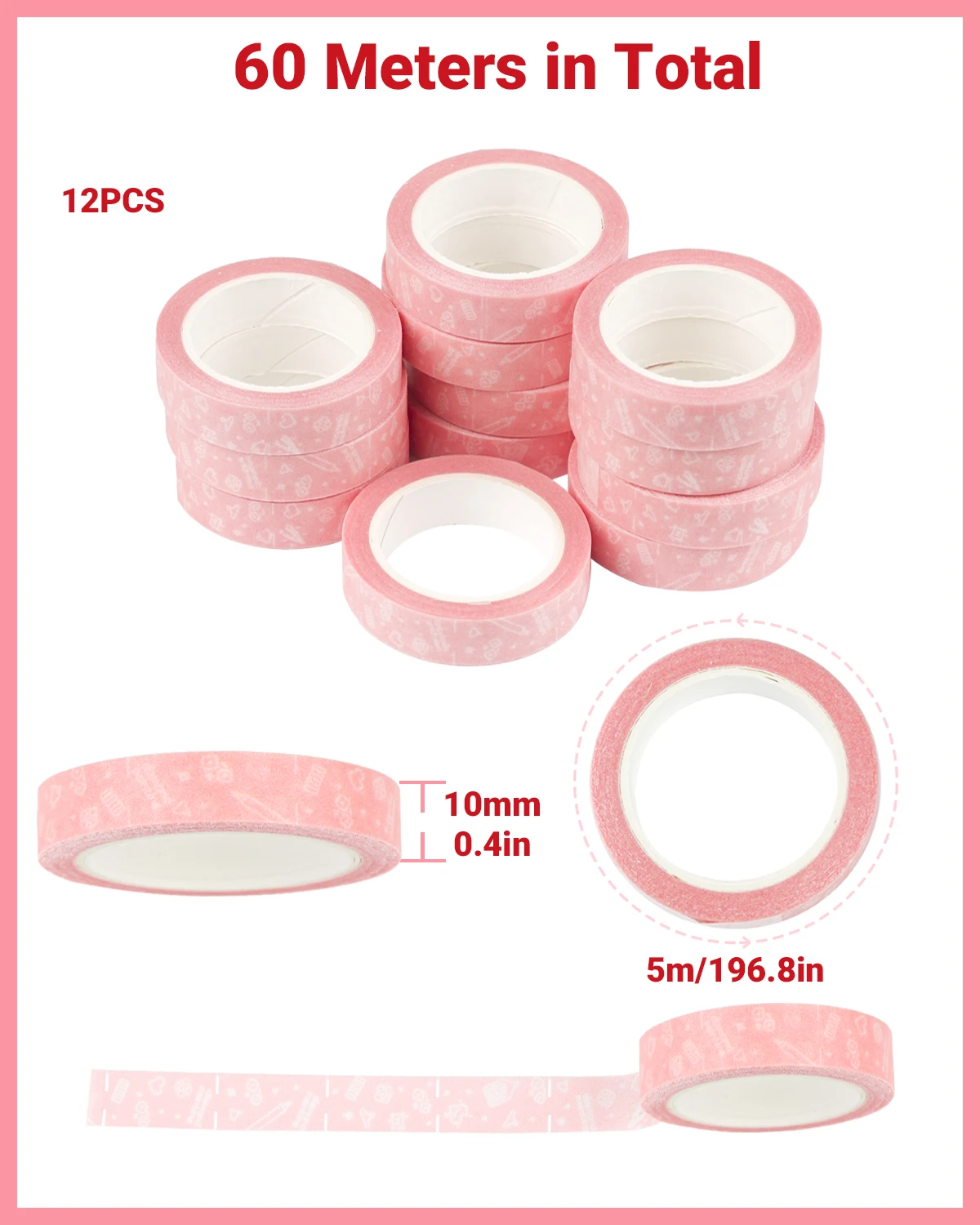 12pcs Diamond Painting Tape Diamond Art Accessories and tools, Diamond Painting Masking Tape, Diamond Art Supplies Pink Tape