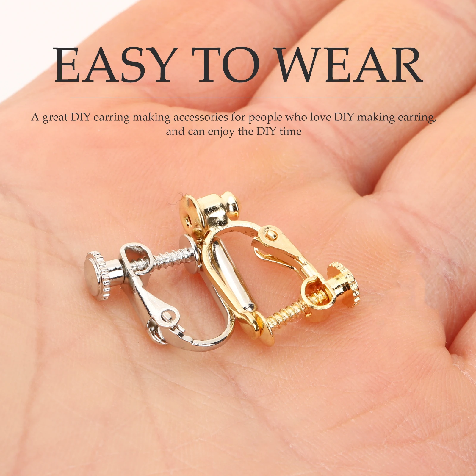 

12 Pairs Bright Metal Earring Converter Clip On Non-Pierced Ear Clips DIY Accessories