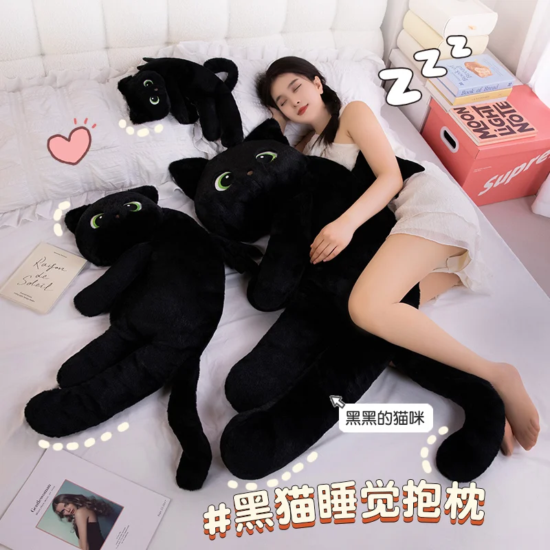 40/70/110CM Cartoon Black Cat with Wings Pillow Special-Shaped Cats Evil Kitten Dolls Sleeping Cushion Halloween Gift