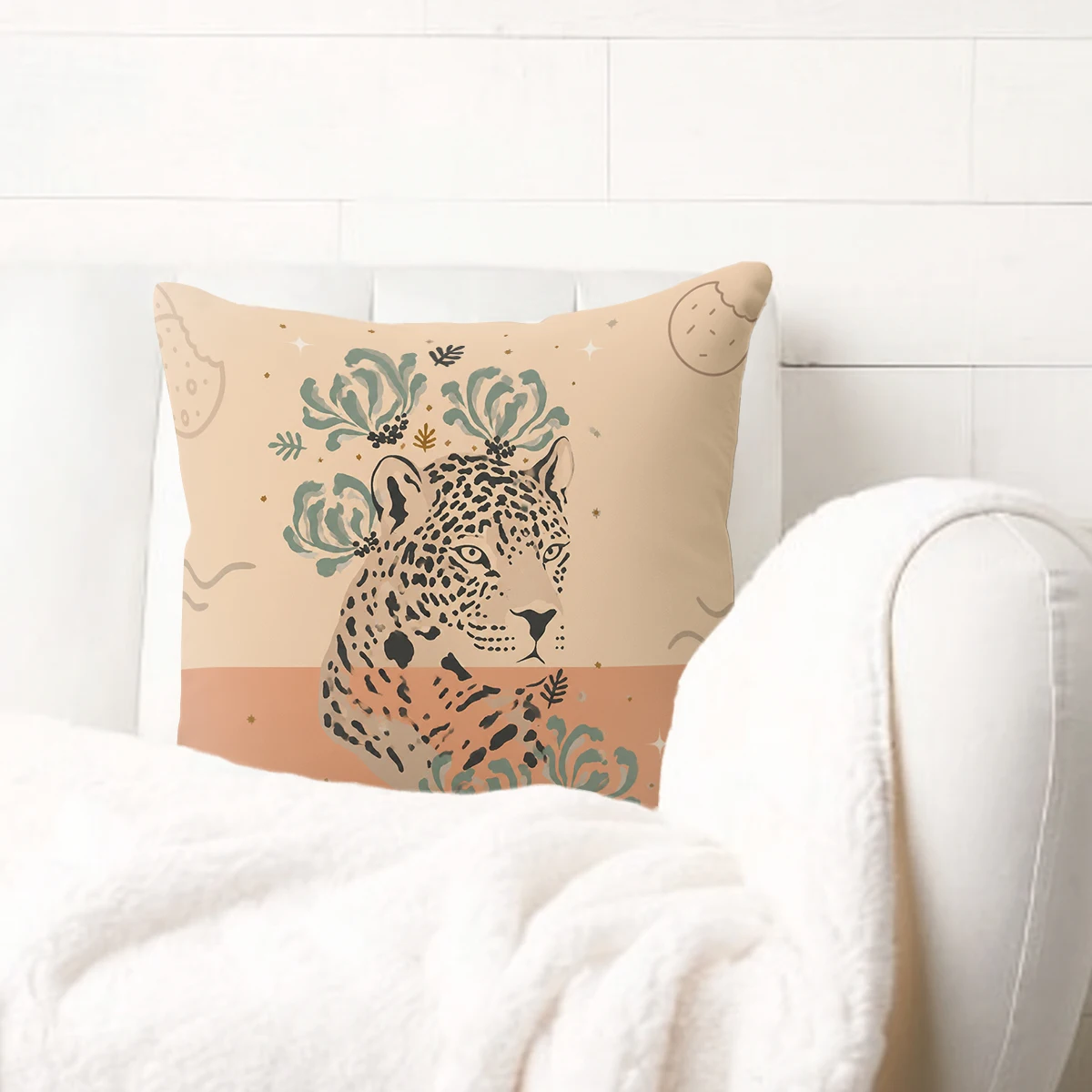 Vintage Chrysanthemum Floral Pattern Polyester Pillow Cover - Stylish Decorative Pillowcase for Sofa, Bed and Living Room Decor