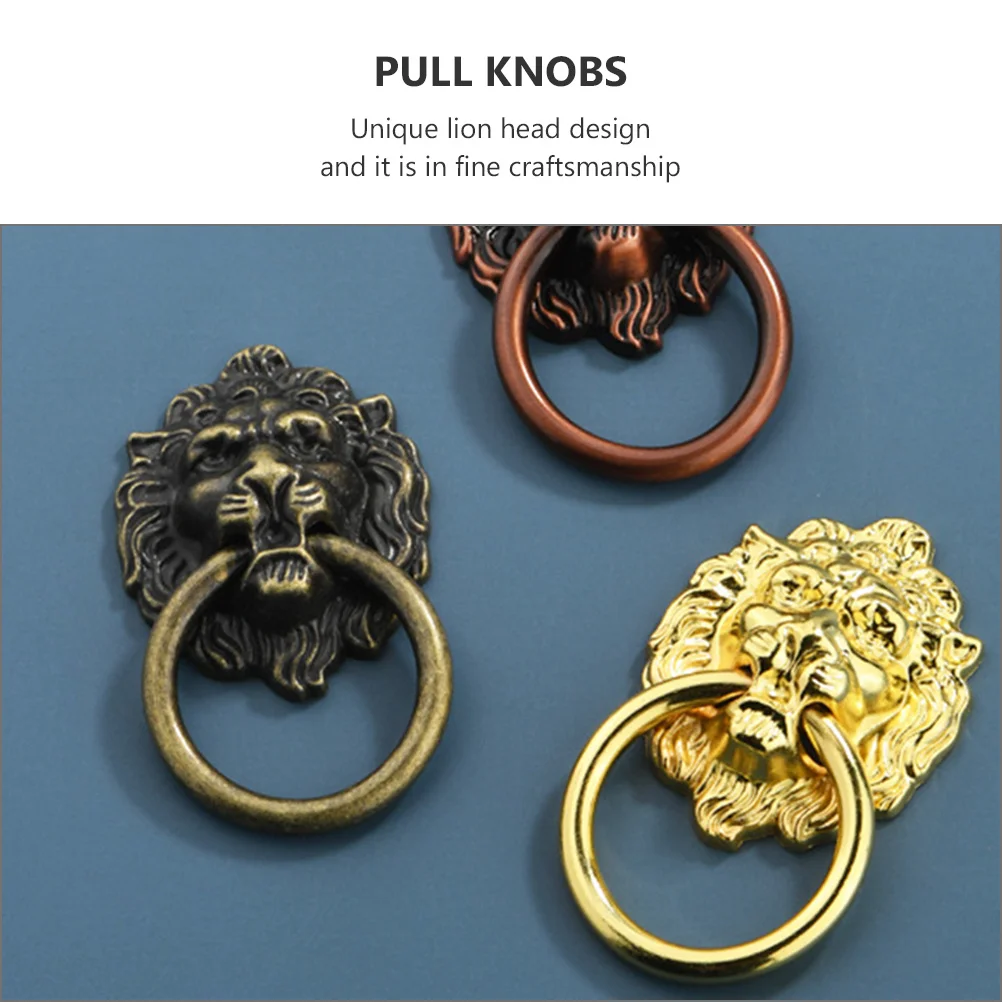 

5Pcs Lion Head Pull Handles Zinc Alloy Vintage Cabinet Drawer Handles for Doors Wardrobe Zinc Alloy Door Rings