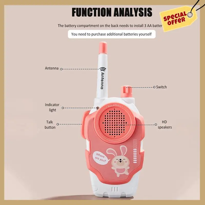 Rendimiento estable-Walkie Talkie para niños Walkie Talkie inalámbrico de dibujos animados 300M plástico portátil teléfono para niños Walkie Talkie juguete intercomunicador