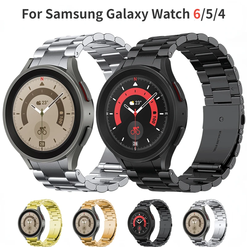 สายรัดโลหะสำหรับ Samsung Galaxy Watch 7 6 5 4 44มม. 40มม. Pro 45มม. สายรัดข้อมืออินเตอร์เฟซโค้งสำหรับนาฬิกา6/4คลาสสิก47มม. 43มม. 46มม.