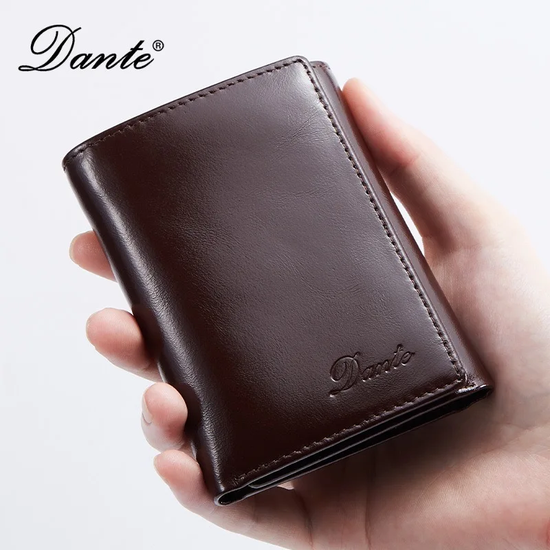 

2025 Новый мужской кошелек из воловьей кожи с масляным воском, противоугонный кошелек для карт, тройной вкладыш, большой вместительный слот для нескольких карт