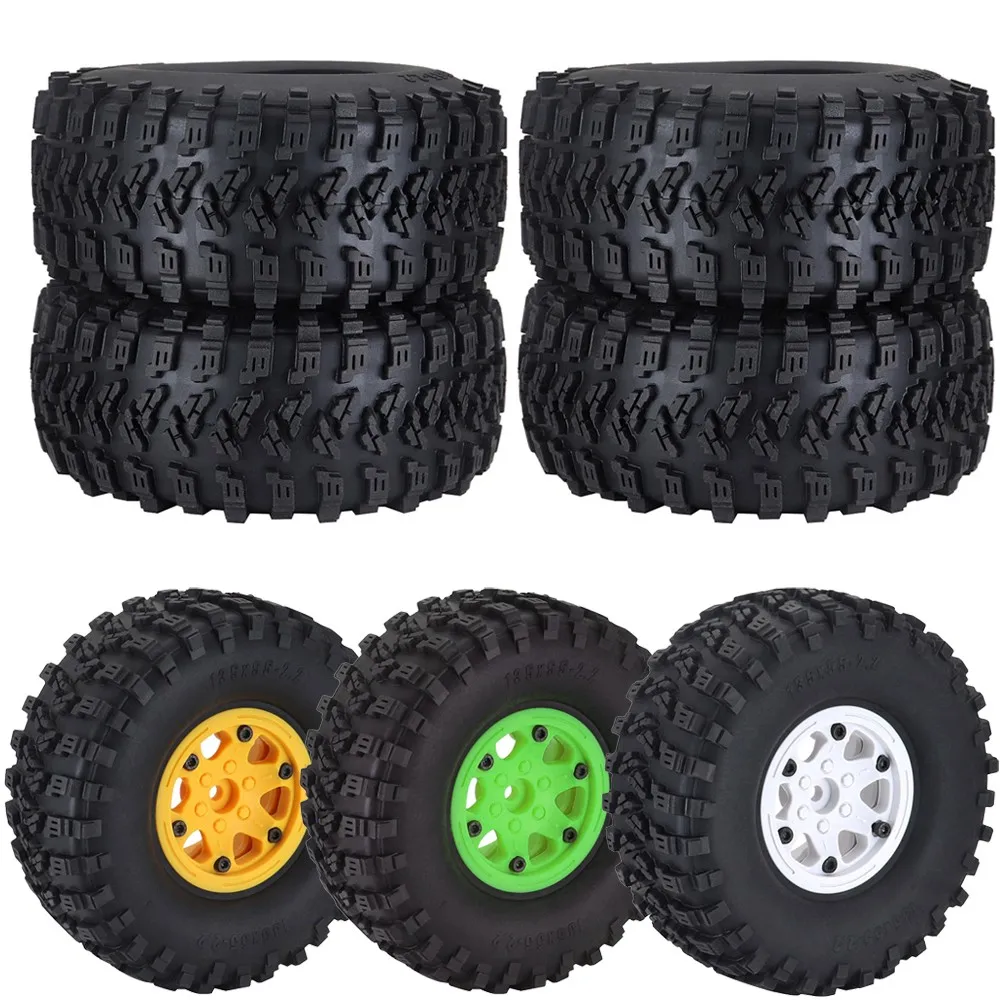 4pcs 135mm*55mm Rubber Tyre 2.2 Abs Wheel Hub For 1/10 Rc Crawler Wraith Traxxas Rr10 Scx10 Wrangler Yeti 90026 90020 90031