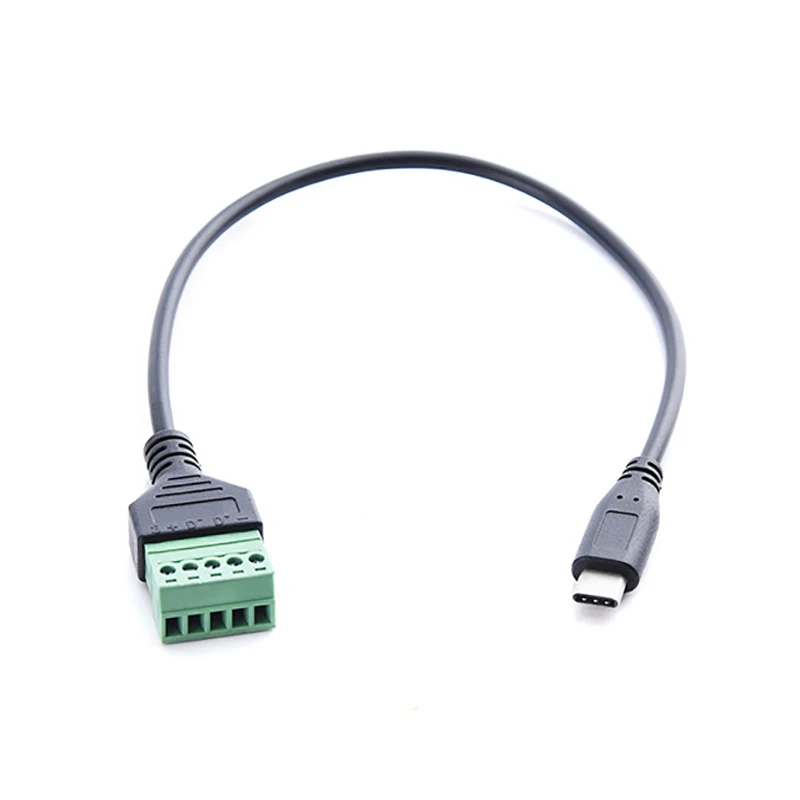 USB Type-C Male Screw Terminal Block Connector Solderless Pluggable 5Pin Block Extension Cord Transfer Data Charging Cable