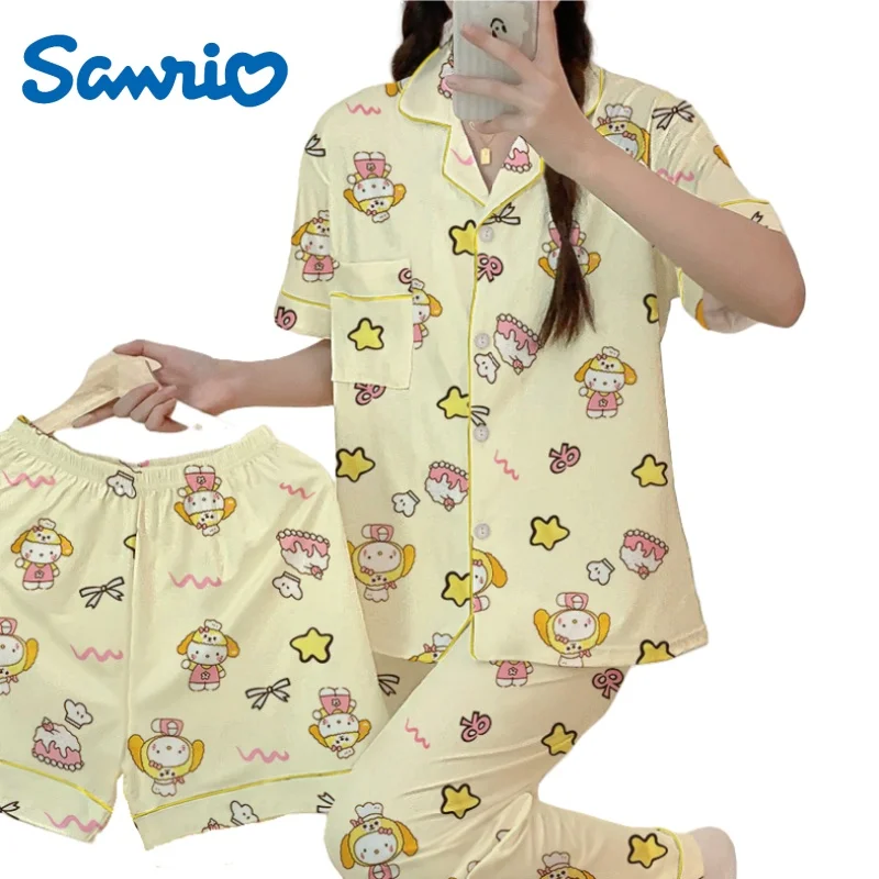 

New Sanrio Loungewear Set Cartoon CookieAnn Three-piece Pajama Set Milk Silk Soft and Comfortable Holiday Gifts