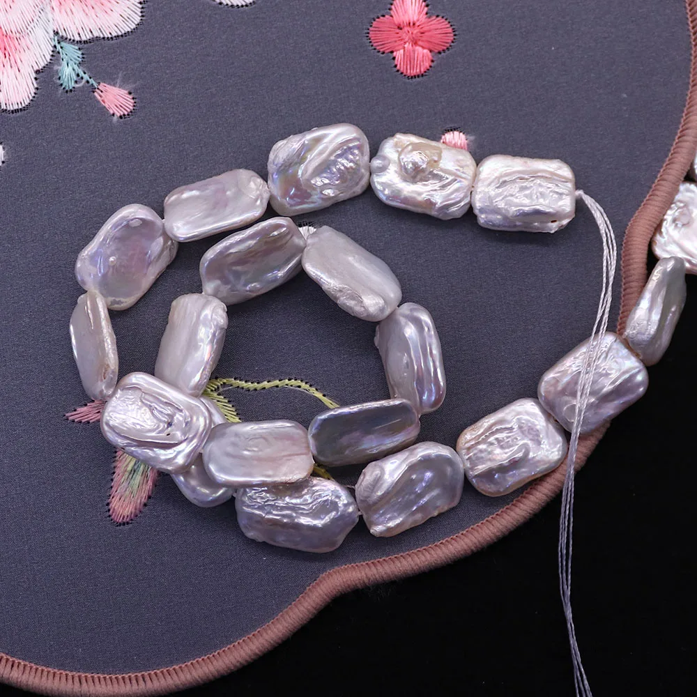 

Baroque Style Natural Freshwater Pearl Bead Rectangular White Straight Hole Loose Bead For Jewelry Handmade DIY Necklace Gift