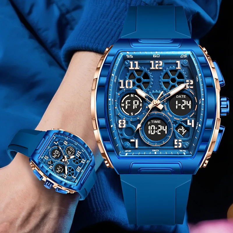 

Мужские наручные часы FOXBOX 2026 с двойным дисплеем, военный стиль, светящиеся, водонепроницаемые, деловые, повседневные, роскошные, подарок для мужчин, reloj