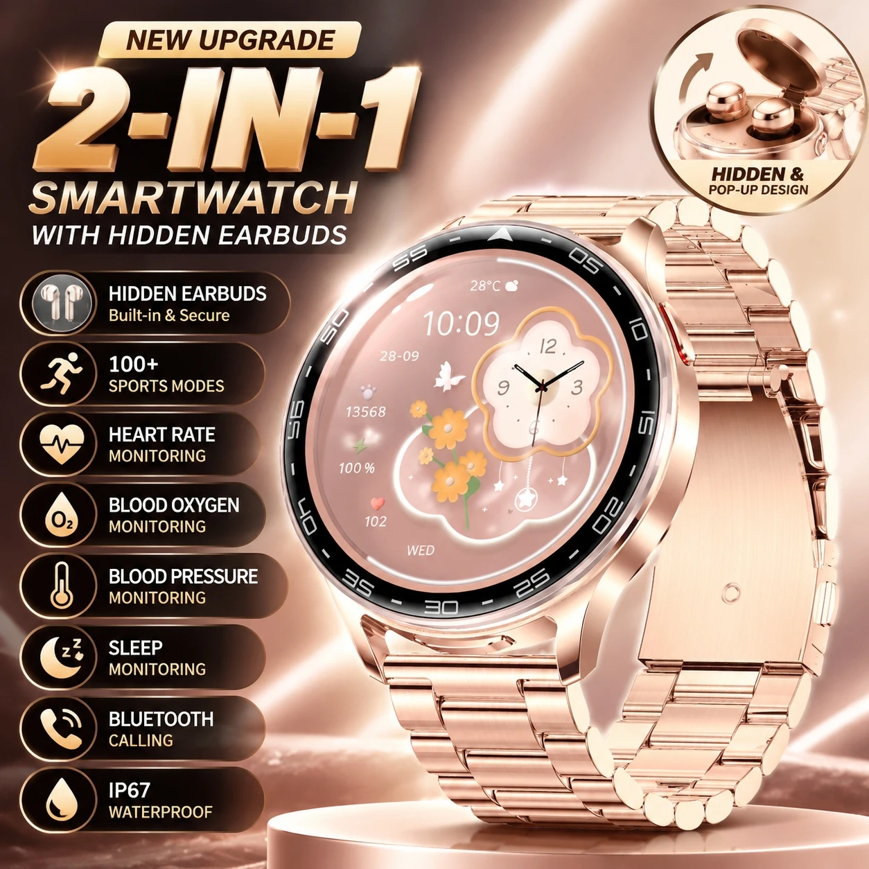 2026New Bluetooth Headphones SmartWatch Men Featuring an AMOLED Screen Support for Music Fitness Tracking Smart Watch Women