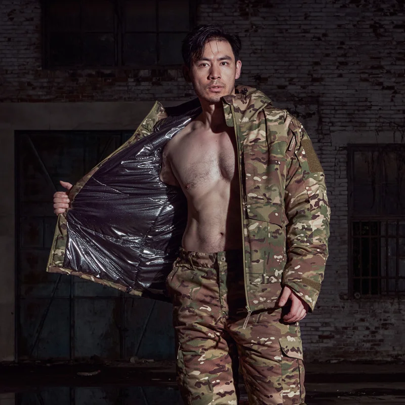 بدلة قطنية سميكة عاكسة للحرارة للشتاء في الهواء الطلق سترة واقية دافئة للرجال سترة تكتيكية #2