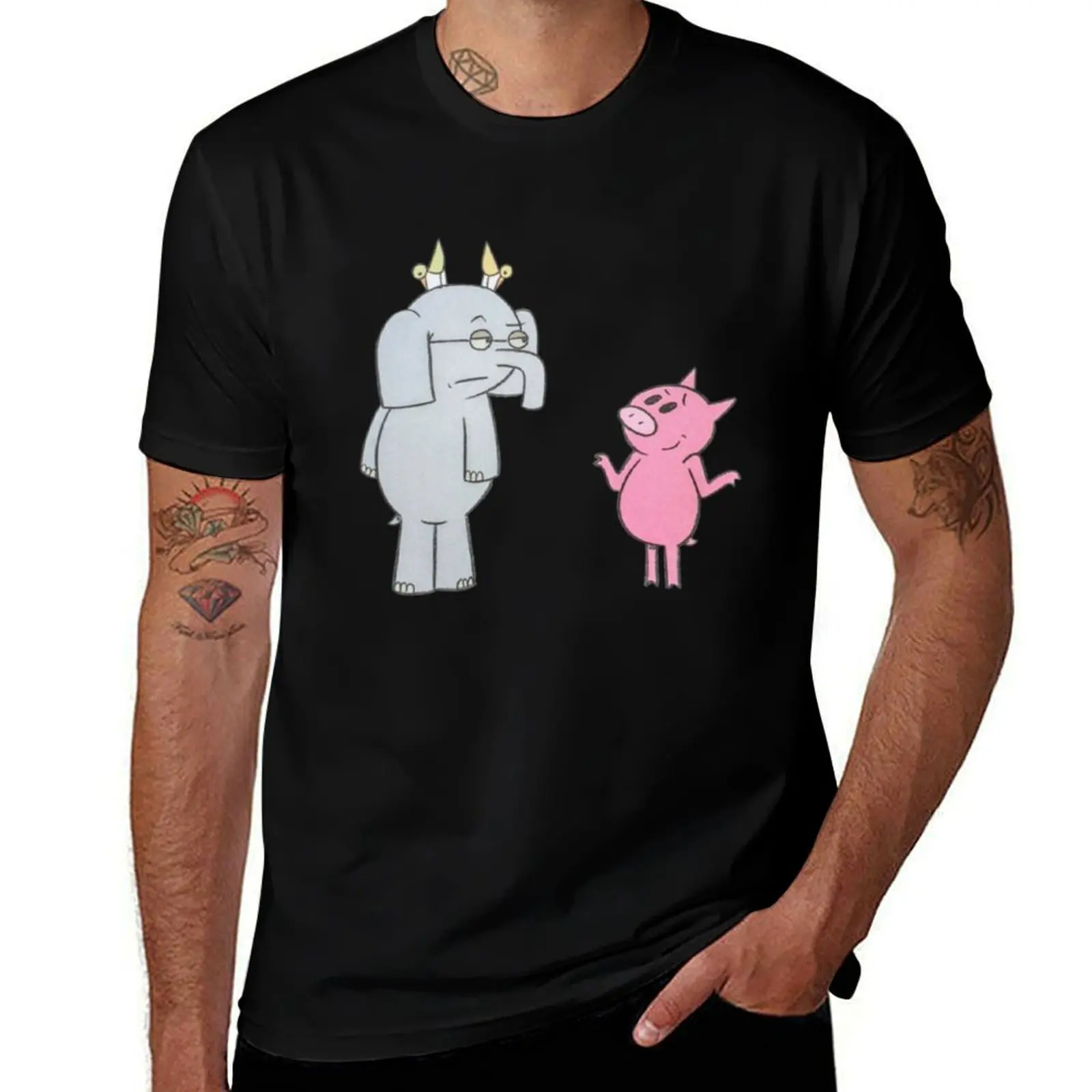 Elephant and Piggie - Gerald and Piggie 3 T-Shirt Basic Solid Color Casual Tee Shirt