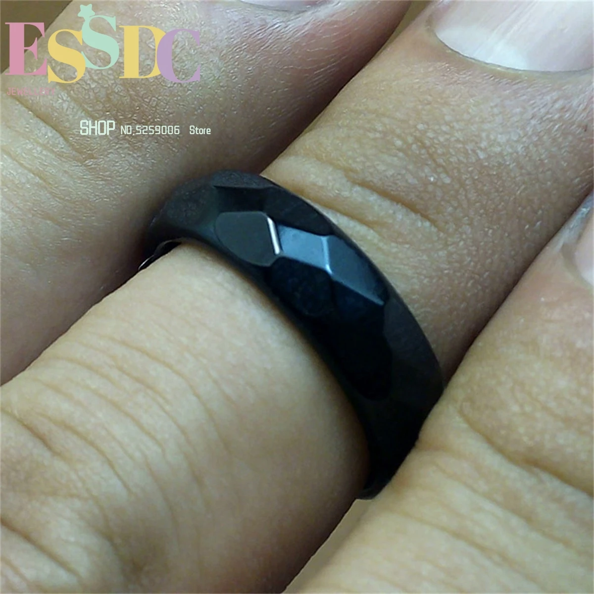 Natural Black Agate Ring Chalcedony Multi Faceted Ink Jade Hand Jewelry  For Men  Women Lovers Charm  Fashion Versatile