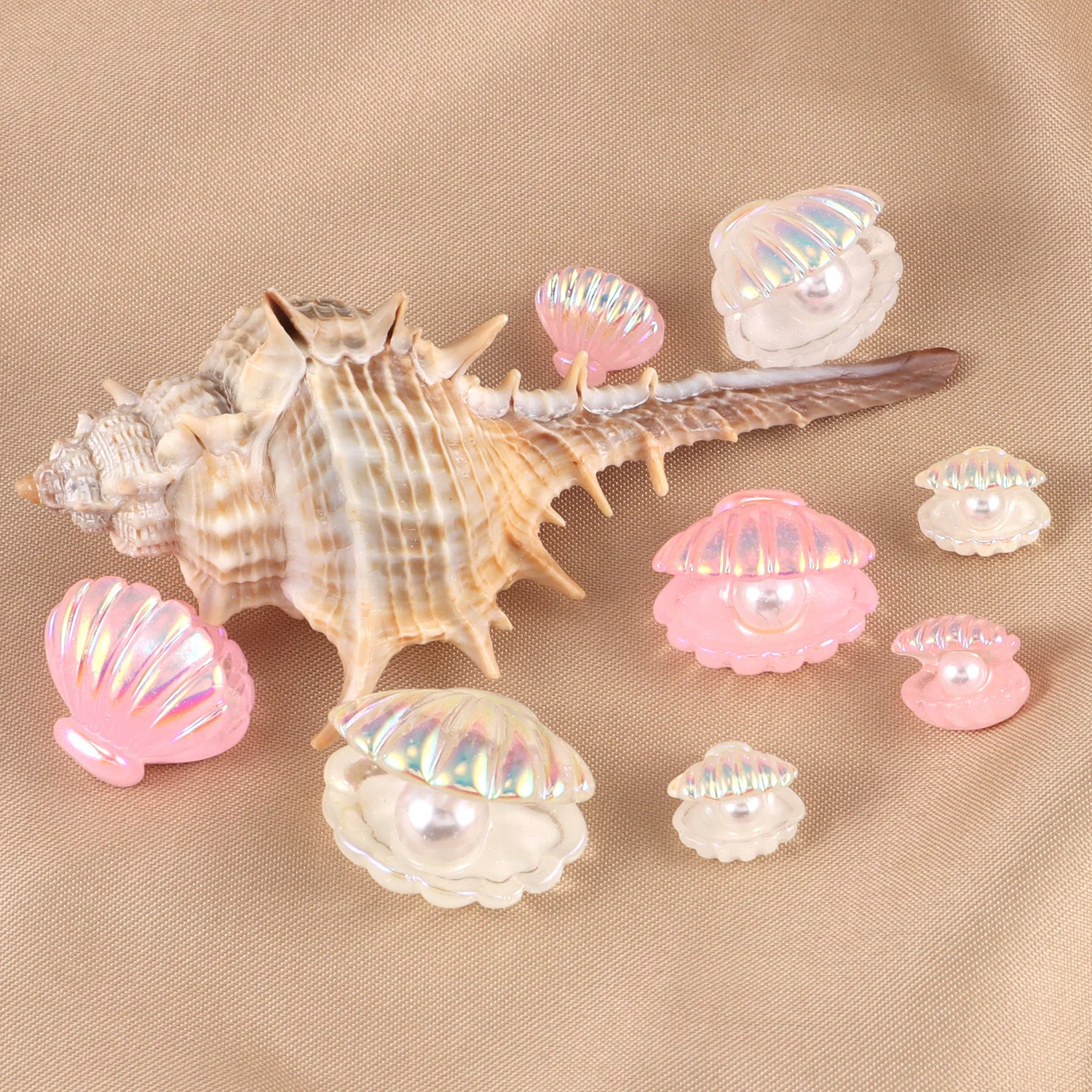 12pcs Cute Pearl Shell Mixed Size Resin Figurine Crafts Flatback Cabochon Ornaments Kawaii DIY Scrapbook Home Decor Accessories
