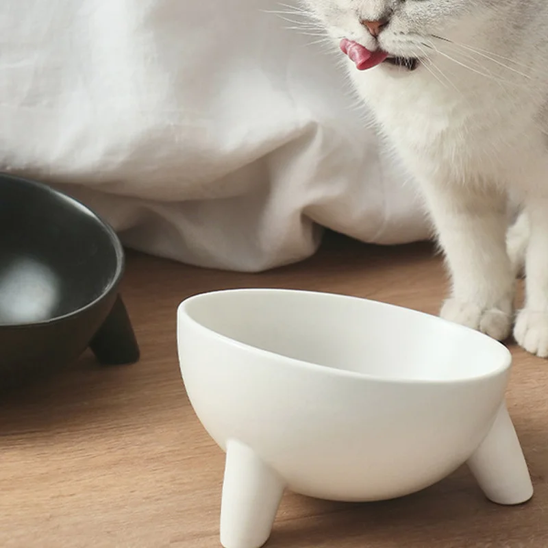 

Cat Bowl Ceramic Cute Pet Dog Supplies Creative Single Bowl Food Neck Guard Teddy Dog Simple Rice Plate Pet Exquisite Food Bowl