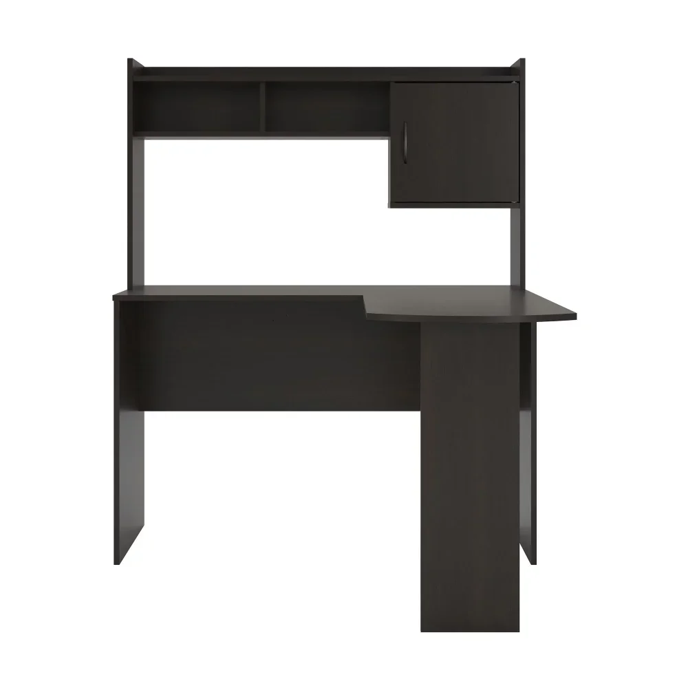 L-Shaped Desk with Hutch, Espresso gaming desk mesa gaming