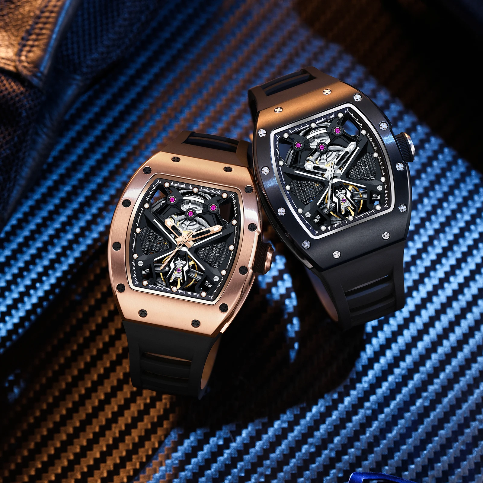 New Watches Mens Skeleton Mechanical Automatic Watch Top Brand Luxury Luminous 30M Waterproof Watch For Men reloj hombre Automat